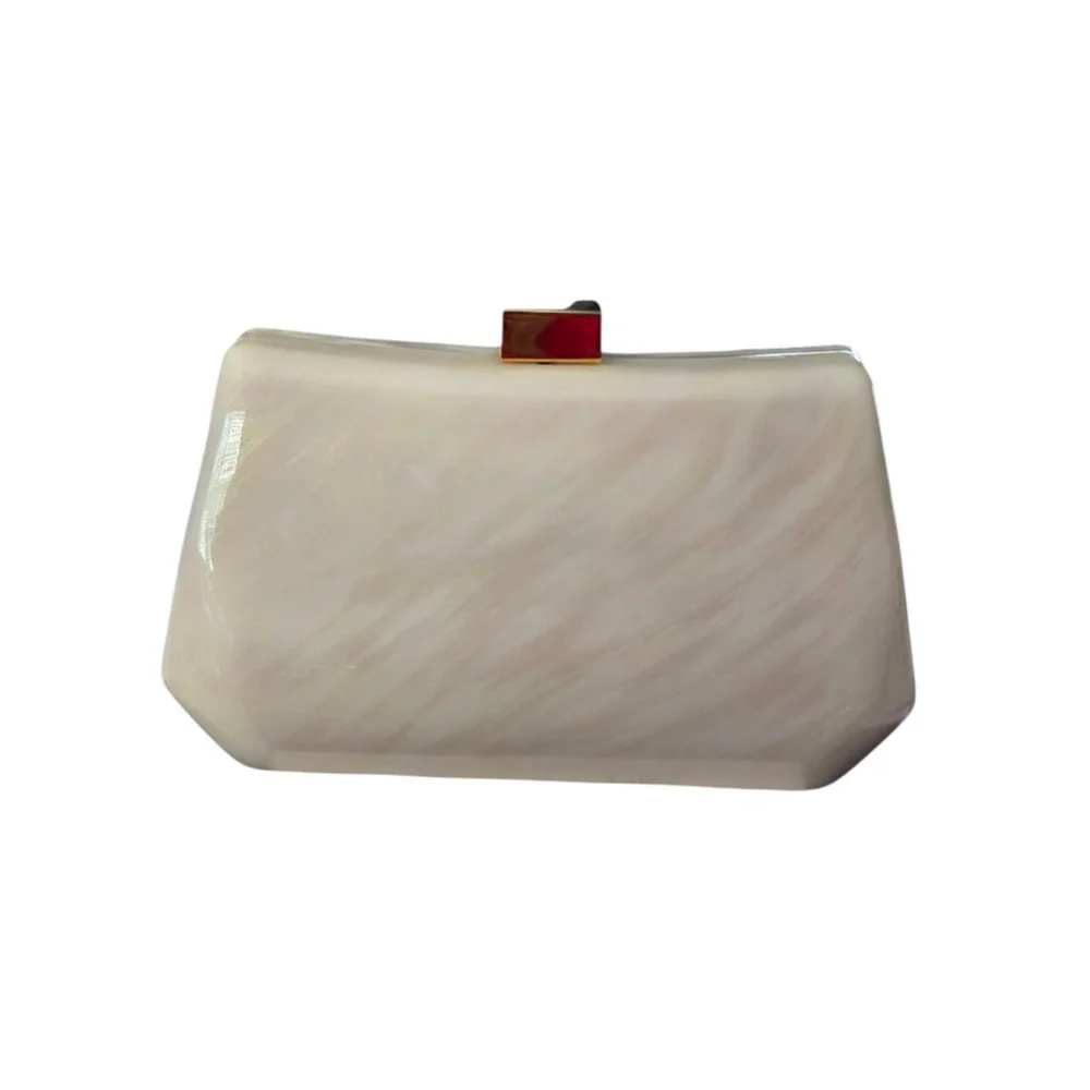 Vintage Y&S Original Hard Shell Shaped Iridescent Cream Evening Purse